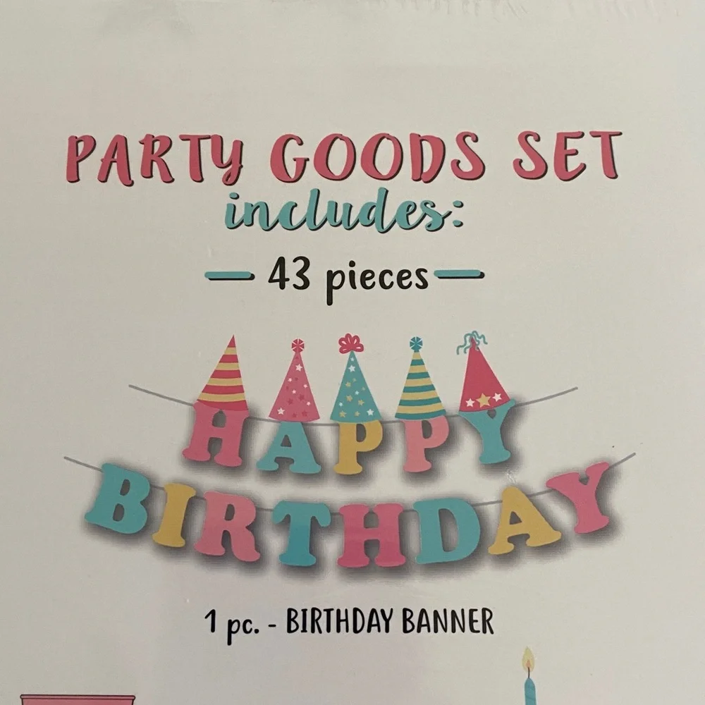 Pink Happy Birthday Party Goods in a Box Set Decorations